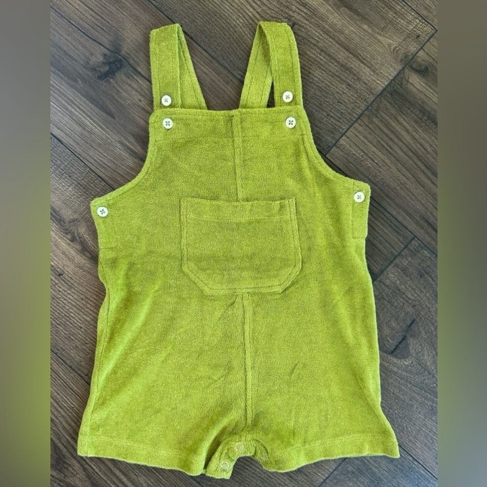 kate quinn Olive Green Terry Cloth Romper Overalls